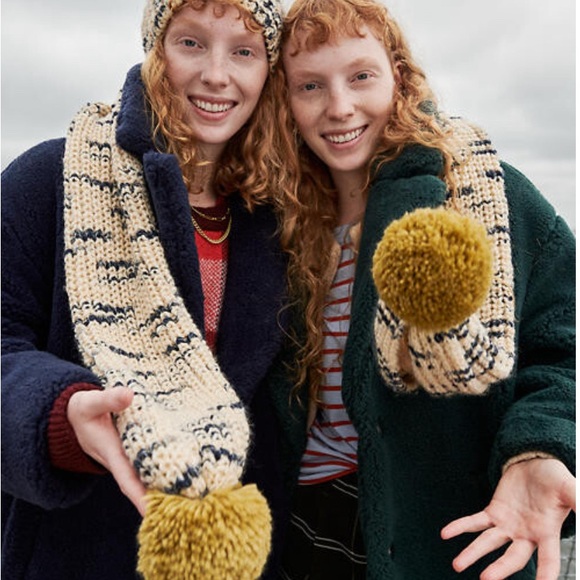 Madewell Patterned Pom-Pom Scarf - Picture 1 of 6
